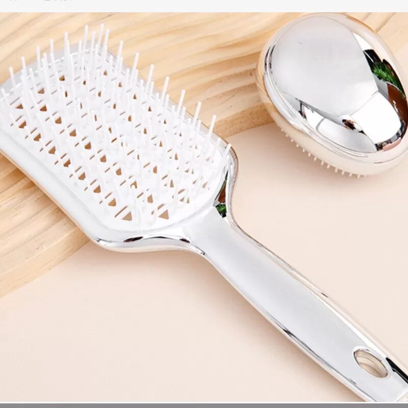 INF Hochwertiges Volumen-Haarbürsten-Set (2 Stück) - Entwirren & Kopfhautmassage Silber