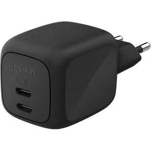 Belkin USB-Ladegerät BoostCharge Pro, 67 Watt, 2x USB-C, 2 Ports, Schnellladegerät, schwarz