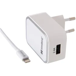 Sandberg AC Charger EU Lightning (2 Ports), USB Ladegerät, Weiss