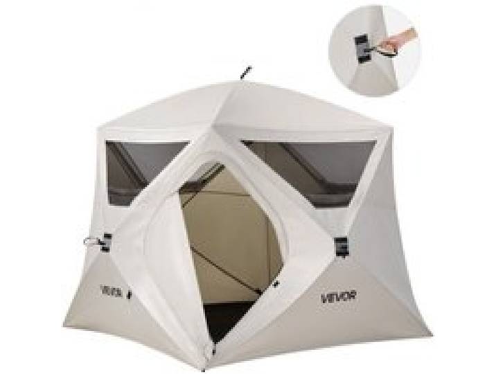 VEVOR Campingzelt 4-Personen, Pop-Up-Zelt mit Netzfenstern, Familienzelt Schneller Aufbau in 60 Sekunden, Tragbares Cabin Hub Zelt mit Tragetasche für Familien-Camping & Wandern, 229x229x212 cm