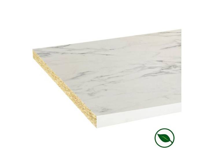Plan de travail stratifié CPL marbre blanc 3040 x 640 x 38 mm - FSC MIXTE 70% - Gamme Confort FORESTEA Dimensions : 3040 mm x 640