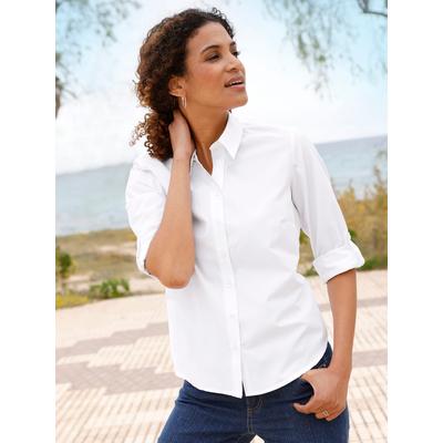 Hemdbluse CASUAL LOOKS, Damen, Gr. 52, beige (ecru), 50% Baumwolle, 50% Polyester, unifarben, Blusen Hemdbluse