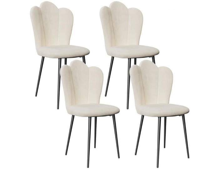 MIPAN. Chaise a manger lot de 4 - Chaise de salle à manger rétro - Chaise a manger velour -Blanc