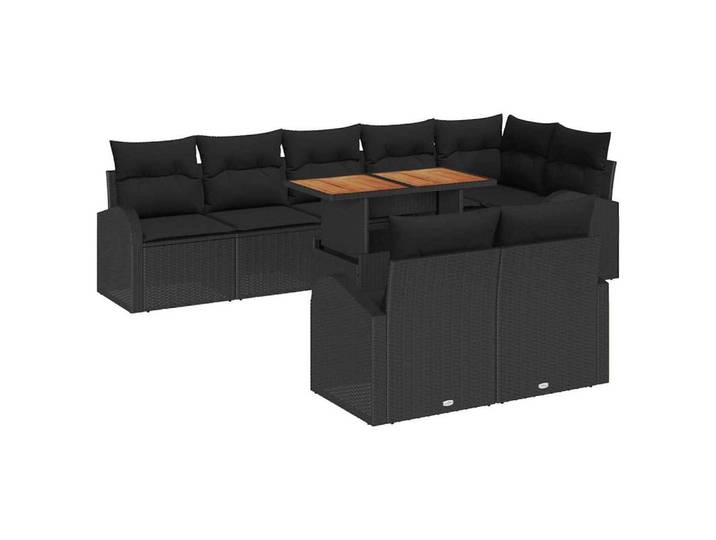vidaXL Loungesofa Garten-Sofa-Set 9 stk. Schwarz, 9 Teile