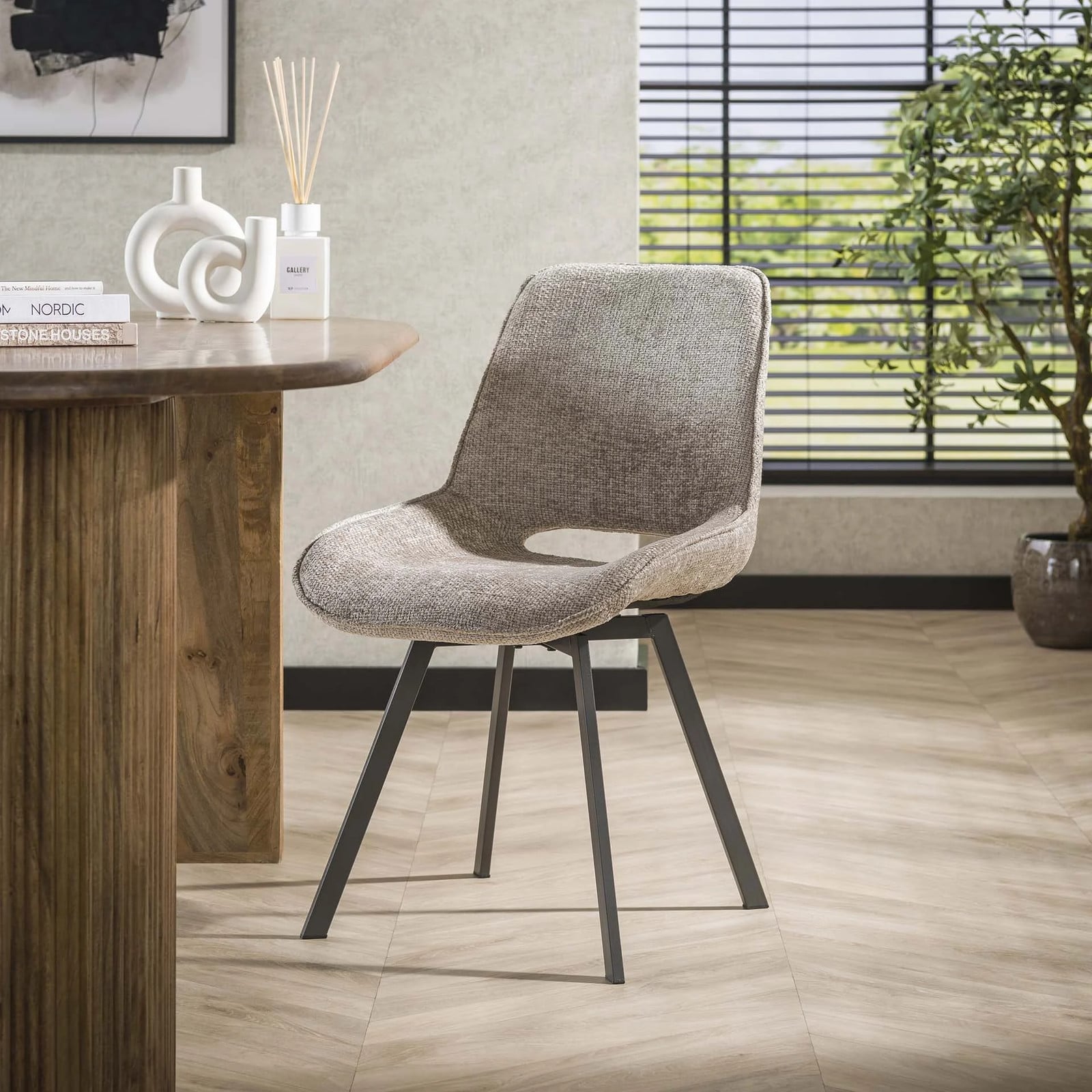 WoonStijl Eetkamerstoel Swivel - Zand - Chenille