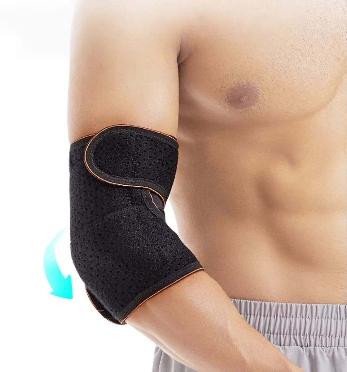 INF Atmungsaktive Sport-Kompressions-Ellenbogenbandage - Einzeln, Universalgröße Schwarz