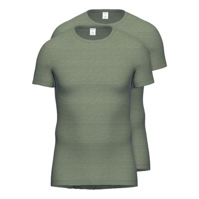 Unterhemd AMMANN "2er Pack T-Shirt Unterhemd Day Classic", Herren, Gr. 7, N-Gr, grün (forst), Obermaterial: 75% Baumwolle CO. 25% Polyester PES., Unterhemden Unterhemd