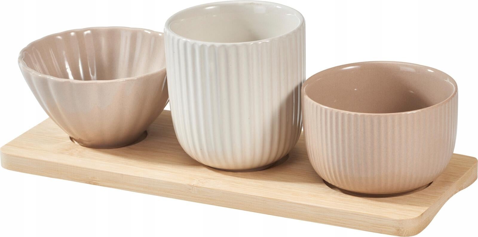 EH Excellent Houseware Nobi snackbakjes set van 3 met serveerplank