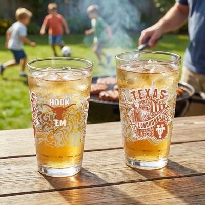 Evergreen University of Texas 16 oz Pint Glasses, Set of 2 - 16 oz