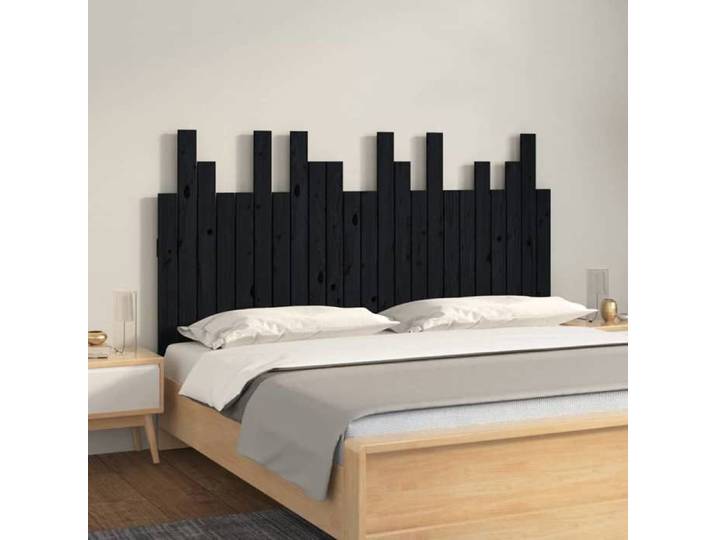 Tête de lit-Armoire de tête de lit murale-Panneau de tête de lit Noir 146 5x3x80 cm Bois massif de pin