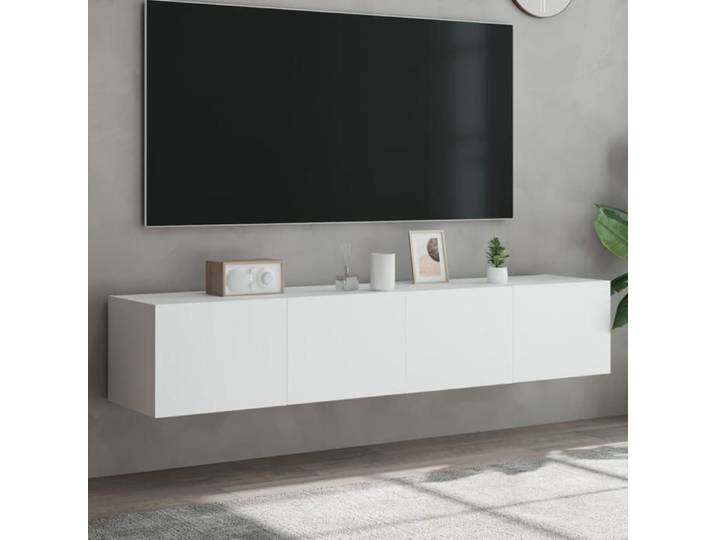 Meubles TV Muraux avec Lumières LED 2 pcs Armoires de Télévision Suspendues avec Rangement Meubles Télé Flottants 837282