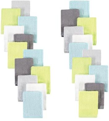 Hudson Baby 24Pc Rayon from Bamboo Woven Washcloths, Gray Mint Lime, One Size - Gray Mint Lime - One Size
