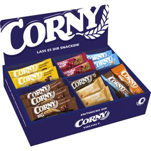 Corny Müsliriegel Bestseller-Box mit 8 Sorten, Sortimentskarton mit 64 Riegeln