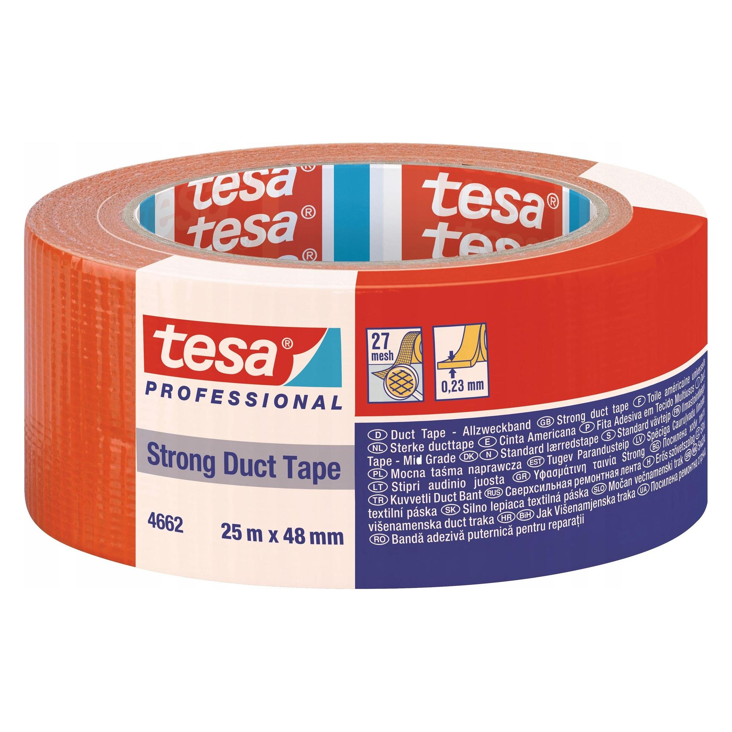 tesa duct tape 4662 - Besonders klebstarkes Allzweck-Gewebeband, 25m x 48mm (48 mm) (04662-00195-01)