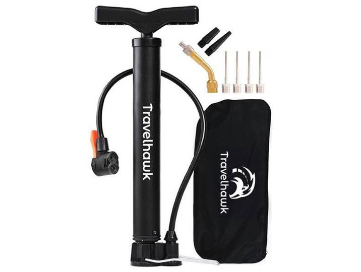 Travelhawk Mini Fietspomp - Draagbare Fietspomp - Geschikt voor alle ventielen - Zwart of zilver