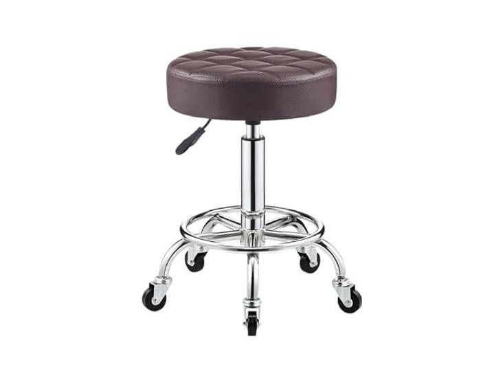 HANELREEZD Runde Rollhocker mit hydraulischer Fußstütze bürohocker Metallhocker höhenverstellbar, for Home Office Shop