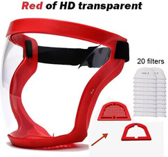 Perfect Picks Market ClearGuard Full Face Safety Shield Mask For Kitchen, Workshop & Daily Protection red With 20filters