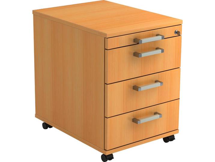 Venda Rollcontainer, Buchefarben, 4 Schublade(n) Schubladen, 42.8x59x56 cm, Fsc, DIN EN ISO 14001, Beimöbel erhältlich, Büromöbel, Schreibtischcontainer, Rollcontainer