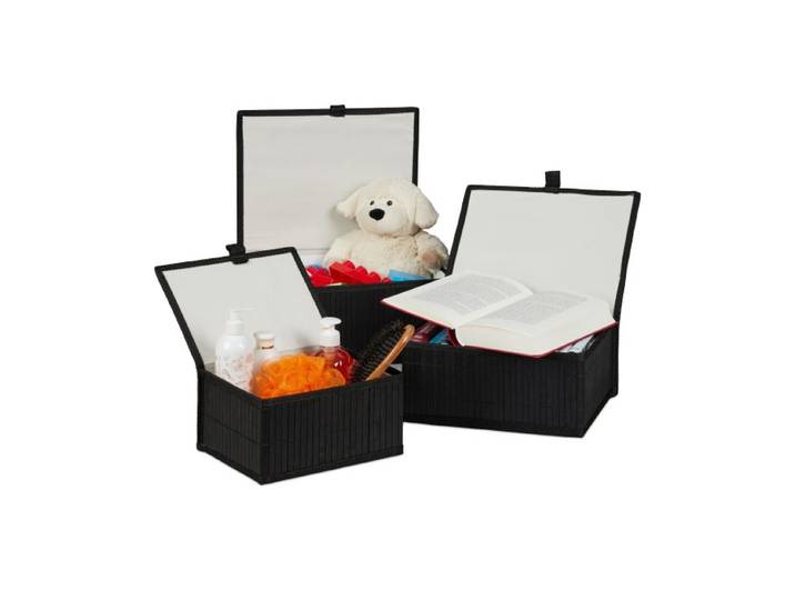 Relaxdays 12x Opbergmand zwart
