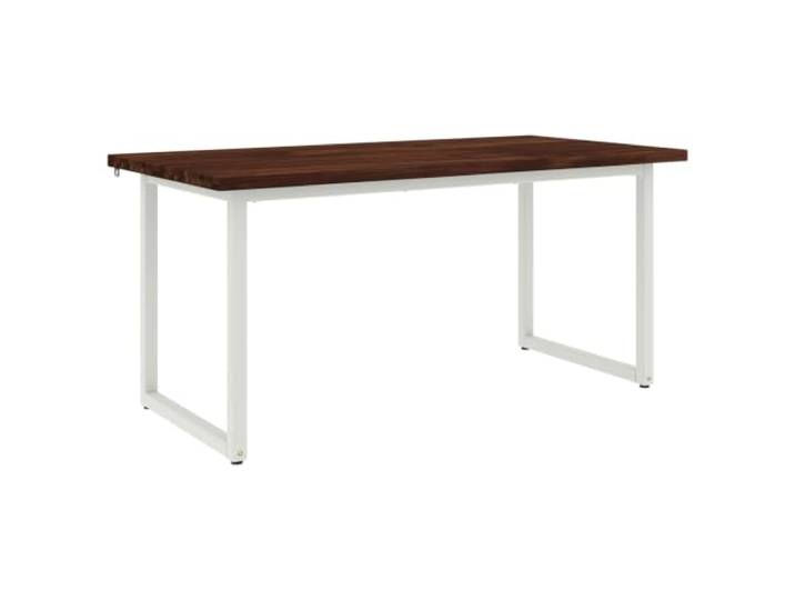 HAQWRDQSG Esstisch Massivholz Akazie Küchentisch 160x70 cm Weiß Dunkelbraun Rustikaler Tisch mit echter Holzmaserung und weißem Stahlrahmen für Küche, Esszimmer oder Homeoffice Arbeitsplatz.