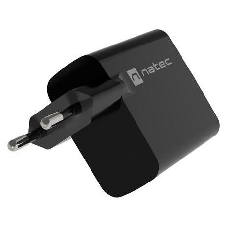 Genesis Ladowarka sieciowa Natec Ribera Gan 1x USB-A + 1x USB-C 65W czarna (65 W, 2 Ports) (NUC-2145)