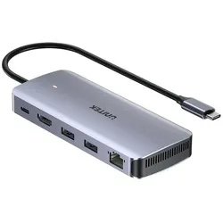 Unitek AKTYWNY HUB USB-C 10GBPS M.2 HDMI PD 100W (USB-C, 5 Ports), Dockingstation + USB Hub, Grau