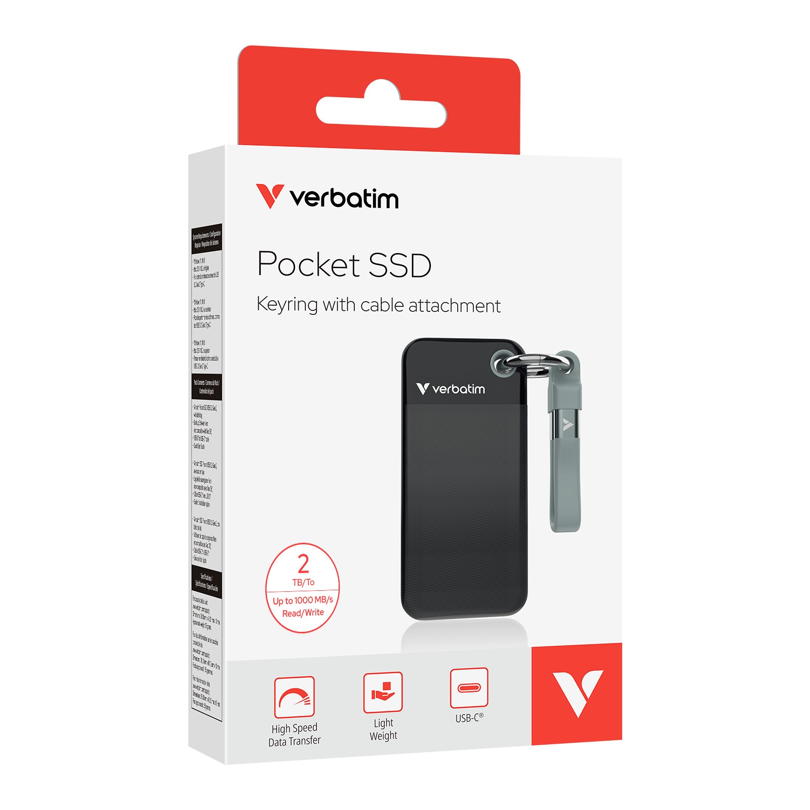 Verbatim Pocket SSD 2 TB externe Festplatte (SSD) USB-C Schwarz 32194