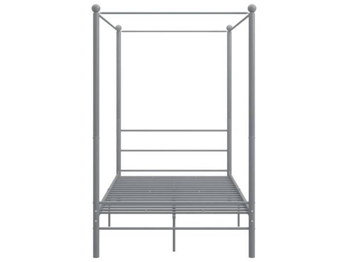 Lit à baldaquin FAFEICY - Gris Métal 140x200 cm - Cadre supérieur pour rideaux - A lattes