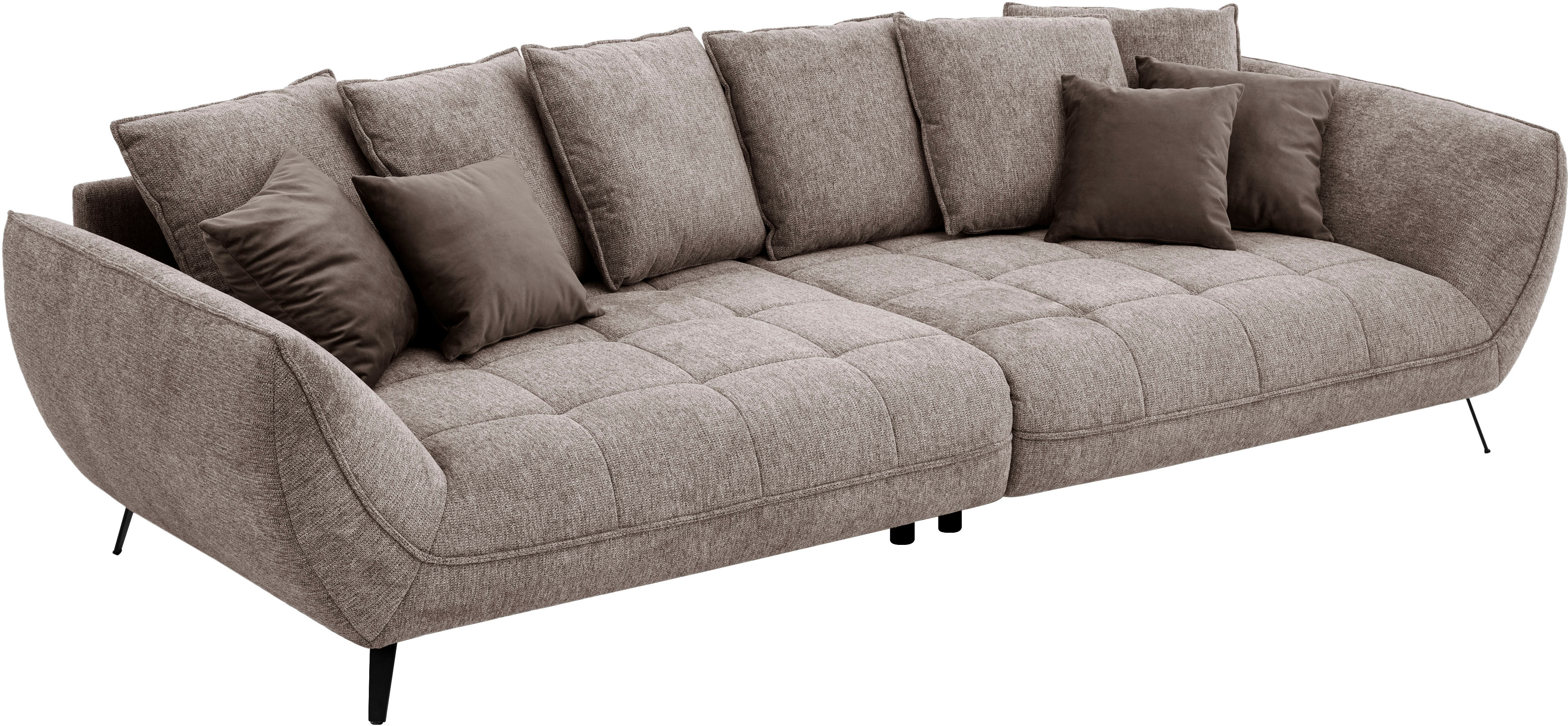 Big-Sofa EXXPO - SOFA FASHION "Triton Mega Sofa,toller Sitzkomfort, Steppung im Sitz, Breite 311cm", grau (taupe), B:311cm H:95cm T:130cm, Sofas, Big-Sofa, inkl.10-teiliges Kissenset,gemütliches Megasofa,viel Platz zum Relaxen