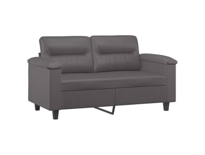 KTHLBRH Sofa-Set, 3-teilig, grau, Kunstleder, mit Fußstütze 2-Sitzer-Sofas, 4 Kissen, Gestell aus Sperrholz, einfache Reinigung