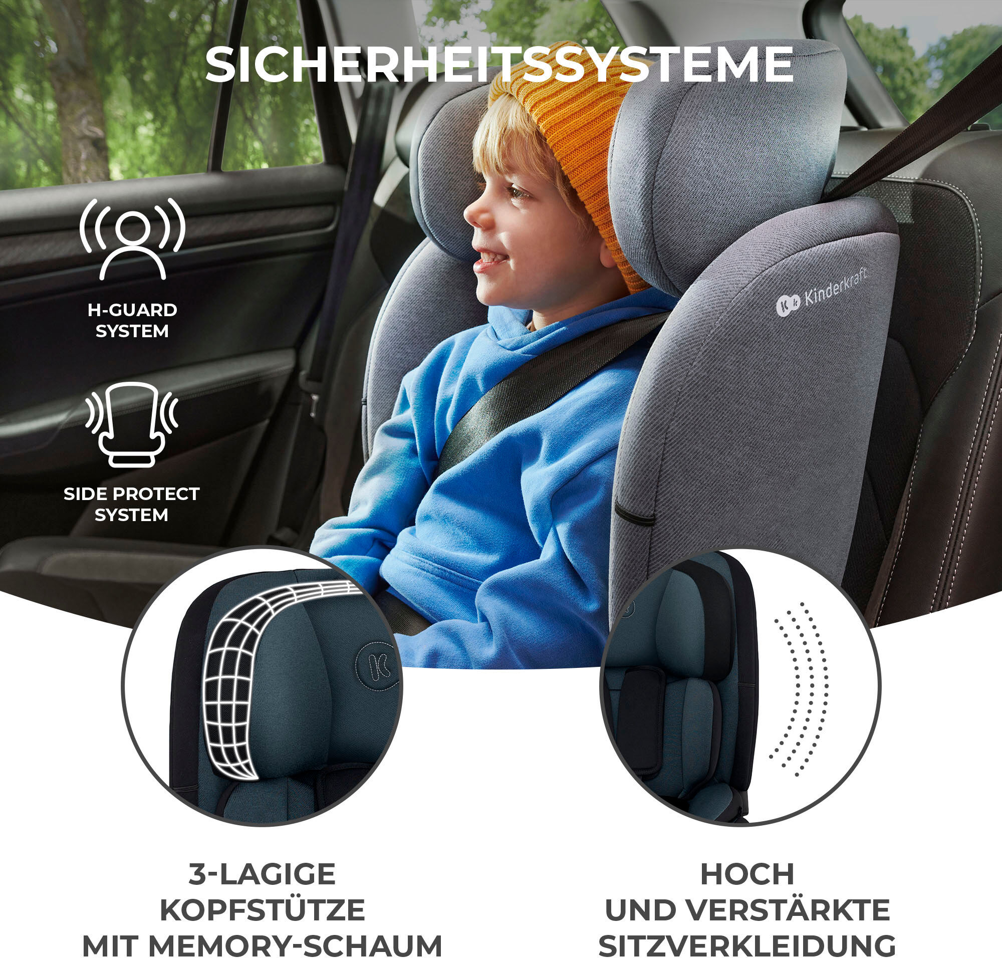 Autokindersitz KINDERKRAFT "ONETO3 i-Size", Baby, schwarz, Materialmix, Kindersitze Autokindersitz