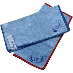 Ha-Ra Star-Tuch blau 2er Set (Farbe kann variieren) I Mikrofaser Tuch für Oberflächen-Reinigung I Putztücher mit blauen & roten Saum in 40 x 40 cm I