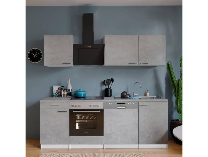 Cuisine Malia V 220cm Gris/Imitation béton