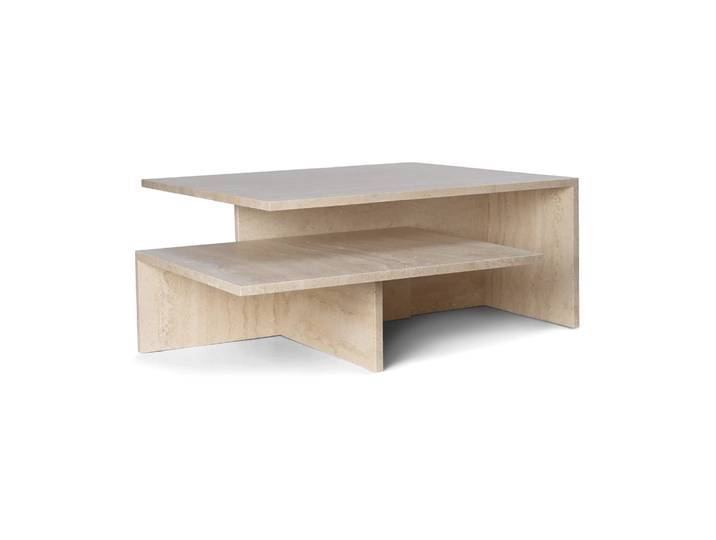 Ferm Living Distinct Grande Duo Couchtisch 133x70x35 cm Travertine