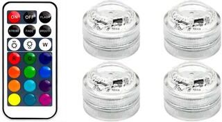 Inspire Select Mini Submersible LED Tea Lights With Remote IP68 Waterproof 13 Color Underwater LED Lights For Vases & Parties 4 Light 1 Control