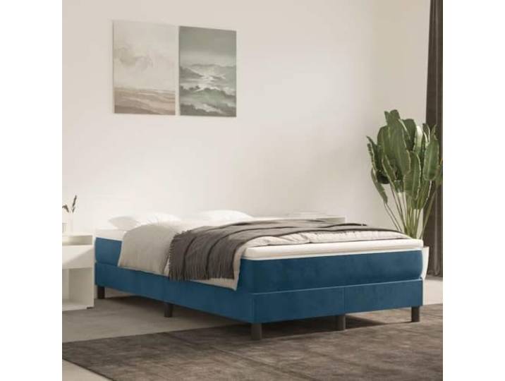 RJPLMFV Lattenrost und Matratze, Velours, Dunkelblau, 120 x 200 cm Taschenfedern, mittelharter Halt, Lattenrost aus Zwischenplatte, mit Matratzenschoner