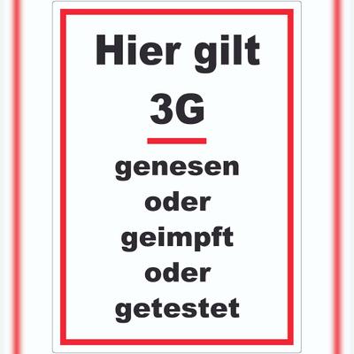 HB-Druck Hier gilt 3G Hinweis Aufkleber mit Text A6 (105x148mm)