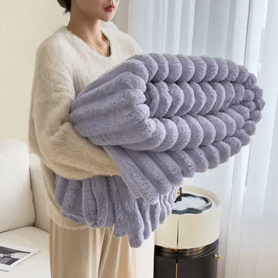 Inspire Curations Double Sided Plush Striped Throw Blanket purple