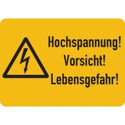 Warnschild, Hochspannung! Vorsicht! Lebensgefahr!, Folie ISO 7010 - 52x37 mm Folie selbstklebend