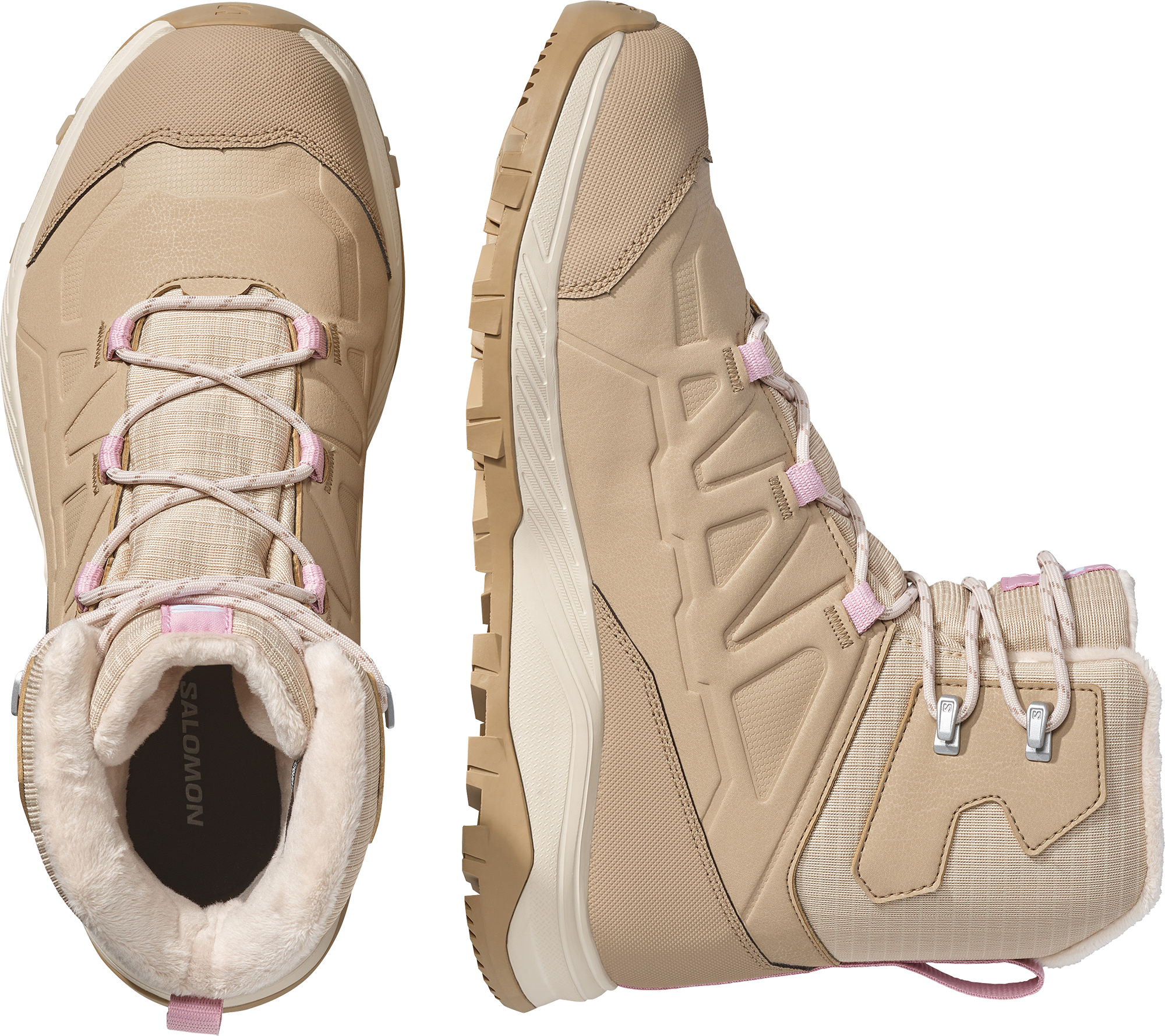 Winterstiefel SALOMON "OUTFROST TS WP W", Damen, Gr. 41, beige (weiß pepper, desert tan, dawn pink), Synthetik, Textil, Schuhe Winterstiefel, wasserdicht weiß pepper, desert tan, dawn pink 41