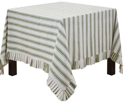 Saro Lifestyle Classic Stripe Tablecloth - Timeless Woven Stripe Tablecloth for Farmhouse Kitchens, Casual Dining, and Everyday Entertaining.