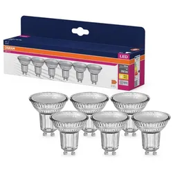 6er-PACK OSRAM GU10 LED Strahler VALUE PAR16 4.3W wie 50W 36° 2700K warmweißes Licht GLAS