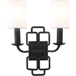 Elstead Lighting Sabina Wandleuchte Schwarz 2-flammig mit Polycotton-Schirm