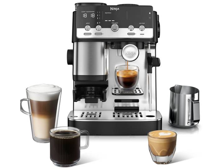 NINJA Kaffeemaschine mit Mahlwerk Luxe Café MINI , silber (silber, schwarz), 1, Kaffeemaschinen, Kaffeemaschine mit Mahlwerk
