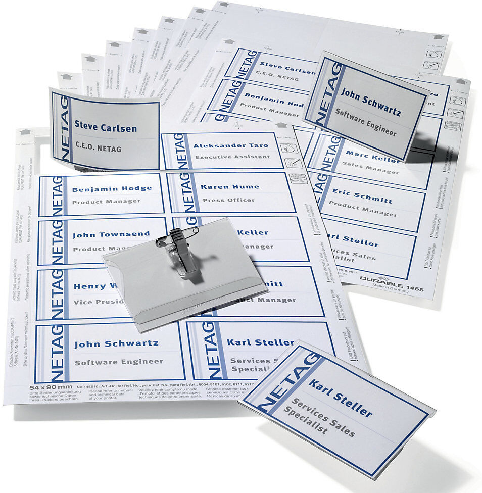 Namensschilderset, Schilder mit Kombiklemme, VE 5 Stk DURABLE