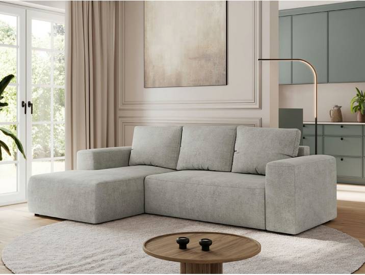 MKS MÖBEL Ecksofa TRENTINO L, Set, L-förmige Ecke, T30-Schaum, lose Kissen, Ecksofa L-Form, Bettkasten, Schlaffunktion, Wellenfedern