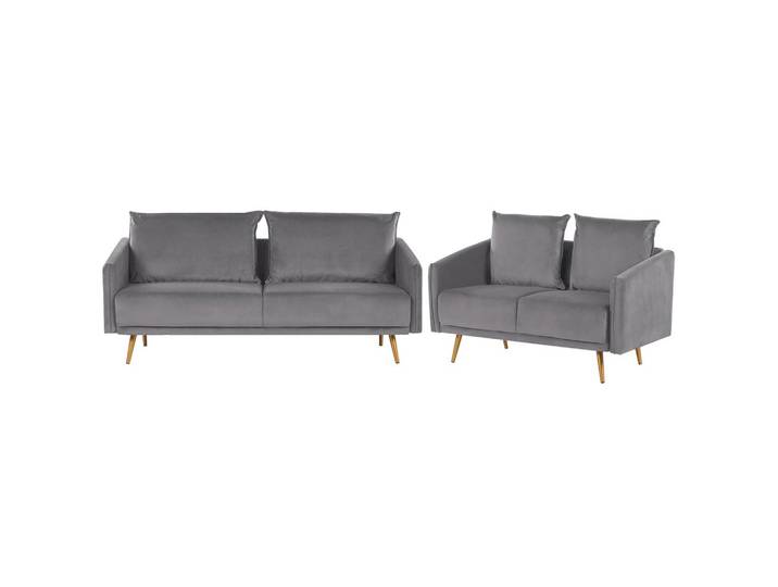 5-SITZER SOFA SET Samtstoff Grau Maura