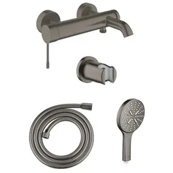Grohe Wannenarmatur mit Duschset Gebürstetes Hard Graphite GBAL3
