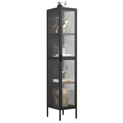 Standvitrine VCM "Stahl Glas Vitrine Schaukasten Floka XL", schwarz, B:30cm T:35cm, Obermaterial: 100% Metall MT., Schränke, Standvitrine