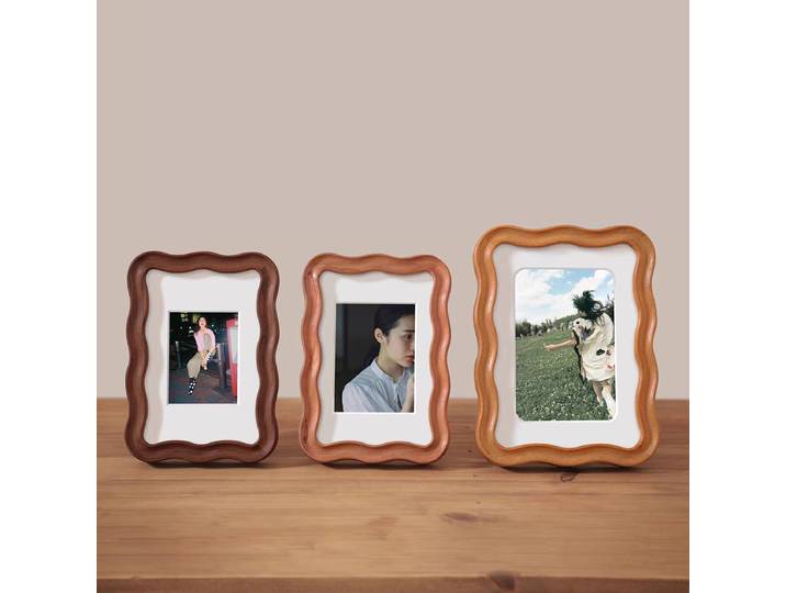 Cadre photo A4 de 10 pouces de haute qualité, en bois massif, motif vague, pour enfants, cadre photo en noyer et teck, décoration de table, cadeau pour mariage